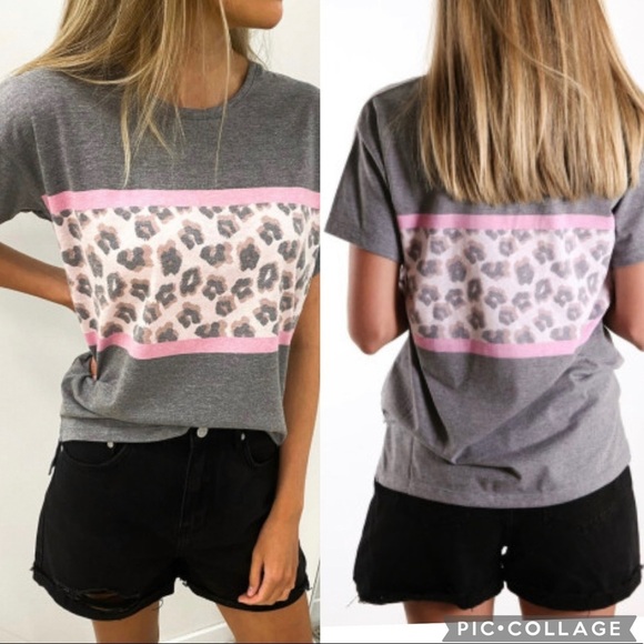LEOPARD Striped Colorblock T-shirt NEW - Picture 1 of 1